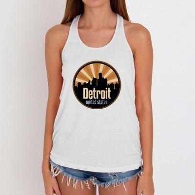 Detroit Record Label Skyline Symbol Women's Knotted Racerback Tank