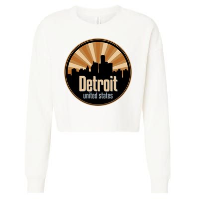 Detroit Record Label Skyline Symbol Cropped Pullover Crew