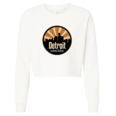 Detroit Record Label Skyline Symbol Cropped Pullover Crew