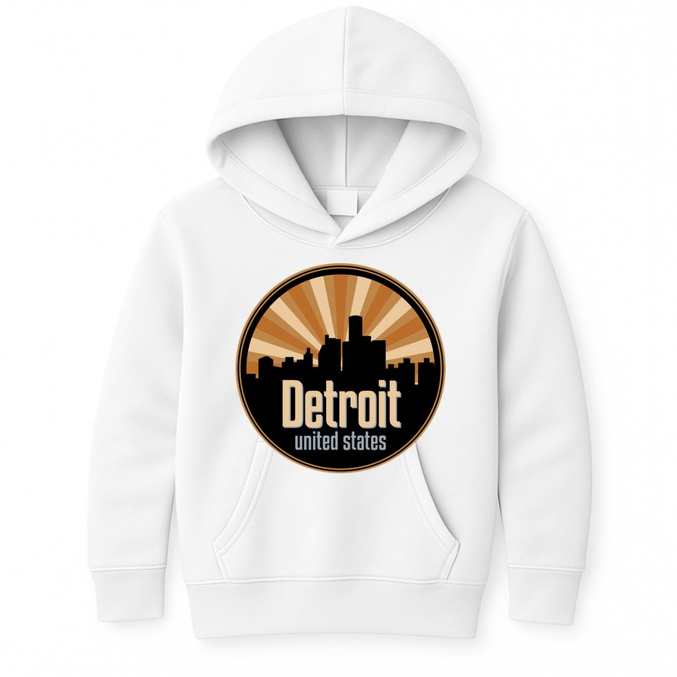 Detroit Record Label Skyline Symbol Kids Hoodie