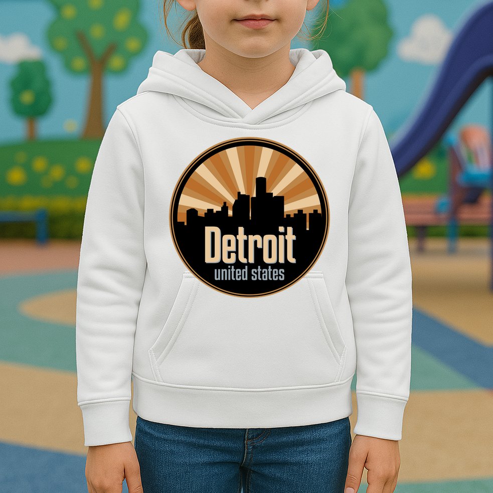 Detroit Record Label Skyline Symbol Kids Hoodie