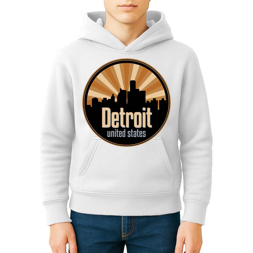 Detroit Record Label Skyline Symbol Kids Hoodie