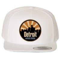 Detroit Record Label Skyline Symbol Wool Snapback Cap