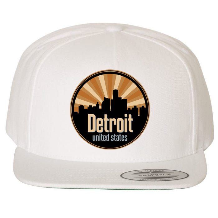 Detroit Record Label Skyline Symbol Wool Snapback Cap