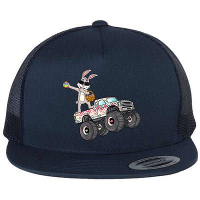 Dabbing Rabbit Monster Trucks Easter Day Eggs Dab Boys Gift Flat Bill Trucker Hat