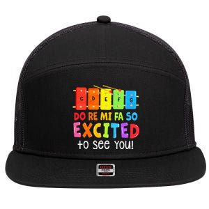 Do Re Mi Fa So Excited To See You Music Teacher 7 Panel Mesh Trucker Snapback Hat