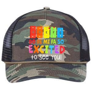 Do Re Mi Fa So Excited To See You Music Teacher Retro Rope Trucker Hat Cap