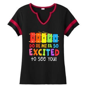 Do Re Mi Fa So Excited To See You Music Teacher Ladies Halftime Notch Neck Tee