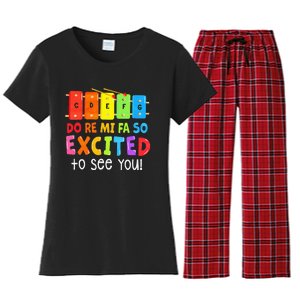 Do Re Mi Fa So Excited To See You Music Teacher Women's Flannel Pajama Set