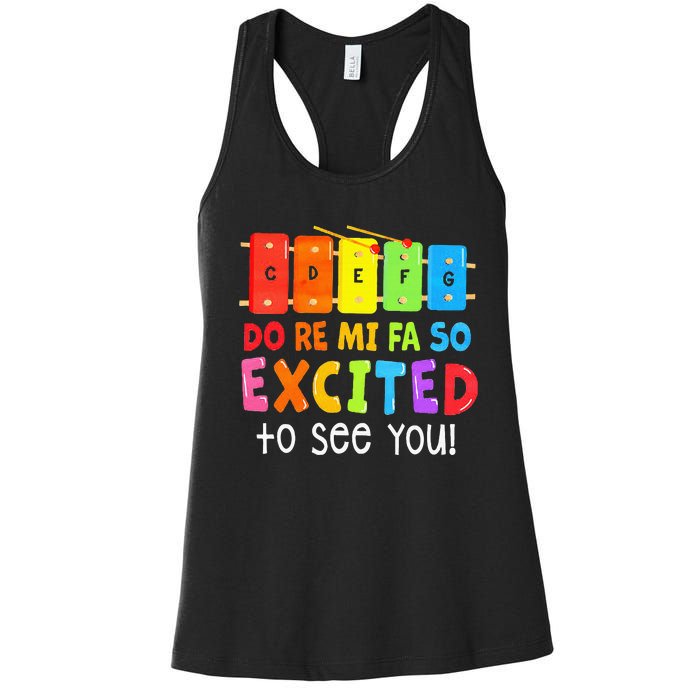 Do Re Mi Fa So Excited To See You Music Teacher Women's Racerback Tank