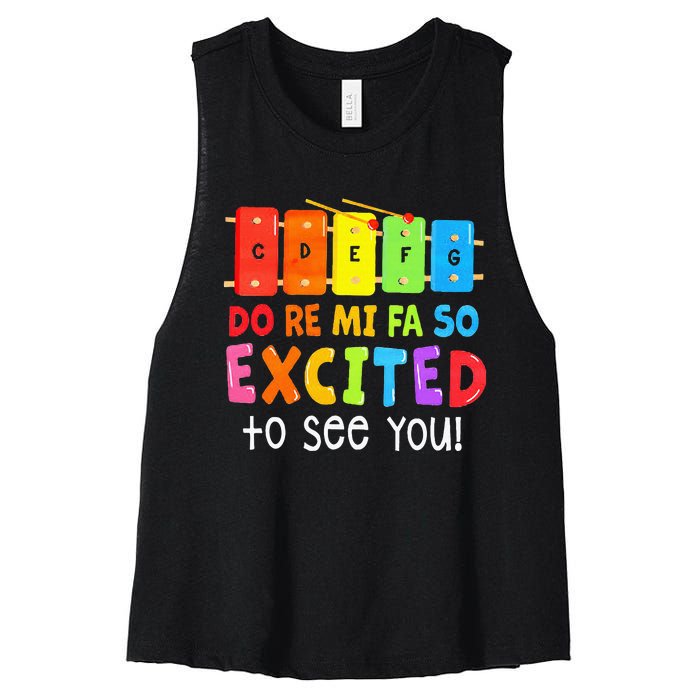 Do Re Mi Fa So Excited To See You Music Teacher Women's Racerback Cropped Tank