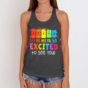 Do Re Mi Fa So Excited To See You Music Teacher Women's Knotted Racerback Tank