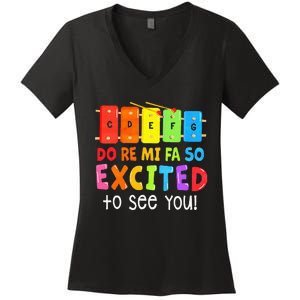 Do Re Mi Fa So Excited To See You Music Teacher Women's V-Neck T-Shirt