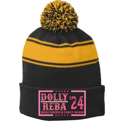 Dolly Reba24 Make America Fancy Again Cowboy Stripe Pom Pom Beanie