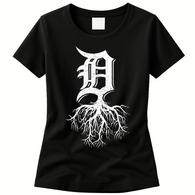 Detroit Roots Michigan American Born Rooted American Gifts Womens T-Shirt