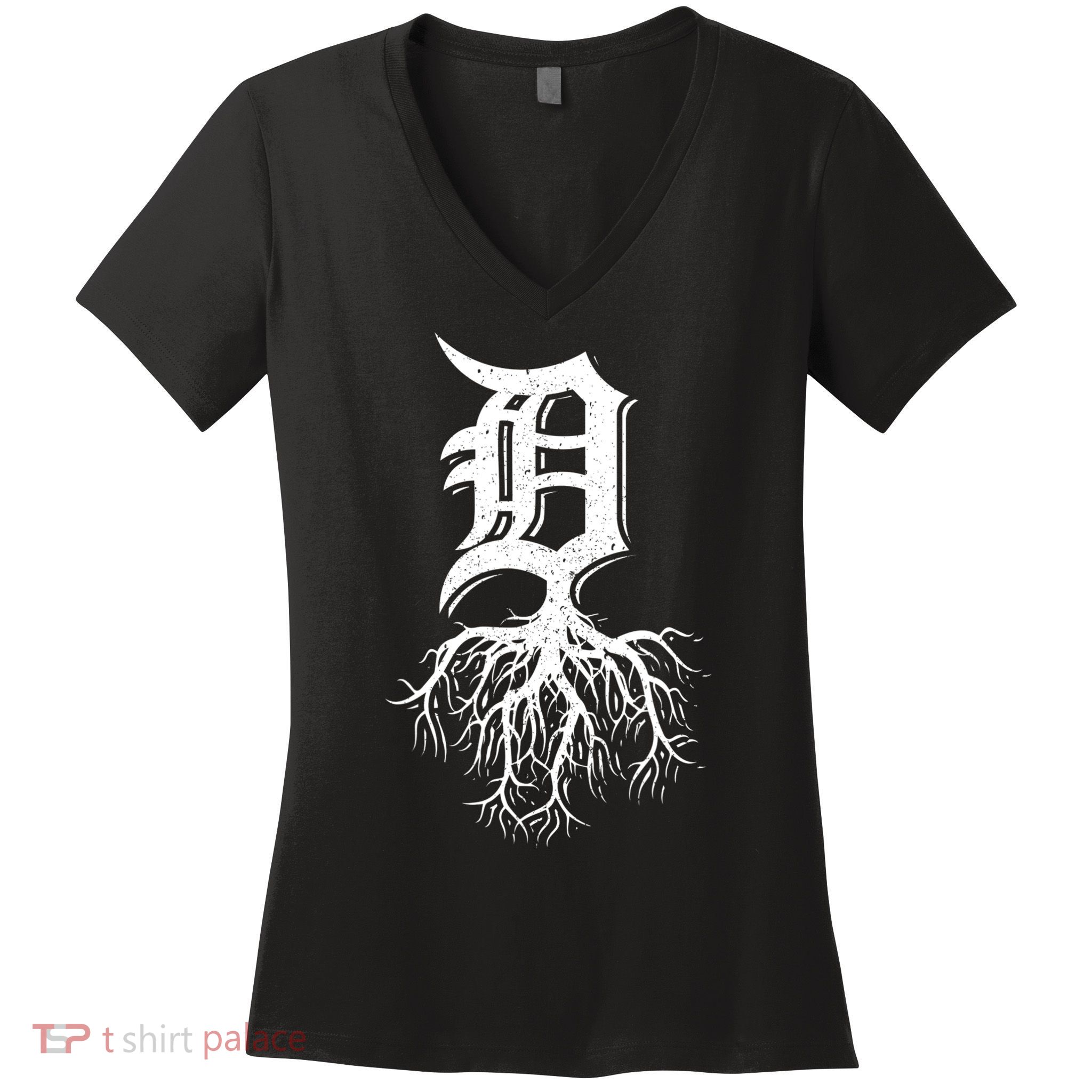 Detroit Roots Michigan American Born Rooted American Gifts Women's V-Neck T-Shirt