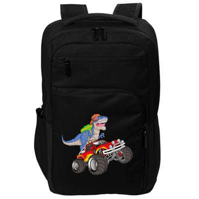 Dinosaur Riding Monster Truck Impact Tech Backpack