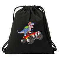 Dinosaur Riding Monster Truck Drawstring Bag