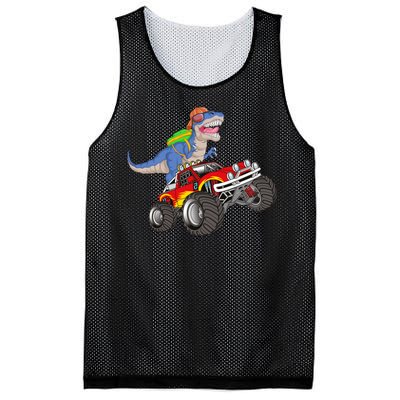 Dinosaur Riding Monster Truck Mesh Reversible Basketball Jersey Tank