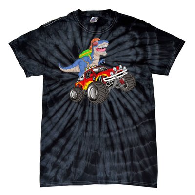 Dinosaur Riding Monster Truck Tie-Dye T-Shirt