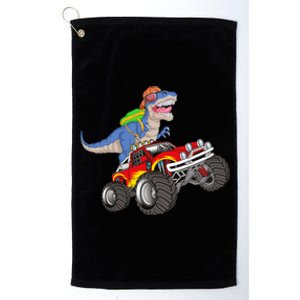 Dinosaur Riding Monster Truck Platinum Collection Golf Towel