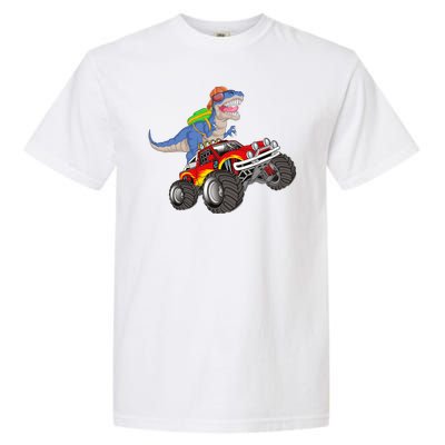 Dinosaur Riding Monster Truck Garment-Dyed Heavyweight T-Shirt