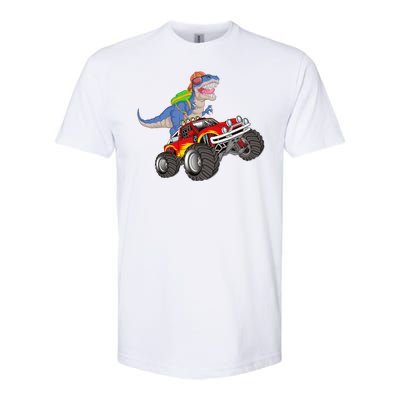 Dinosaur Riding Monster Truck Softstyle CVC T-Shirt