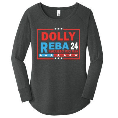 Dolly Reba Make America Fancy Again Women's Perfect Tri Tunic Long Sleeve Shirt