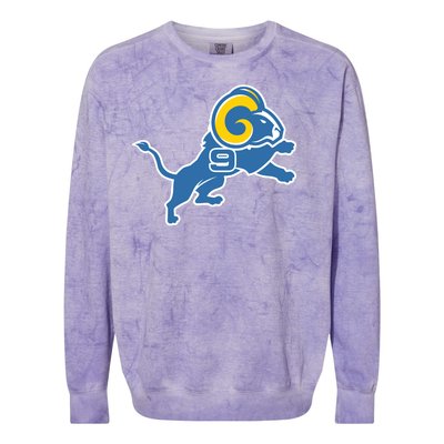 Detroit Rams Number 9 Colorblast Crewneck Sweatshirt