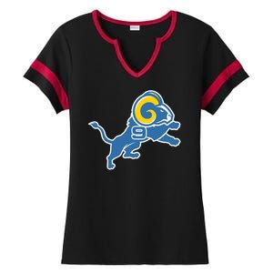 Detroit Rams Number 9 Ladies Halftime Notch Neck Tee