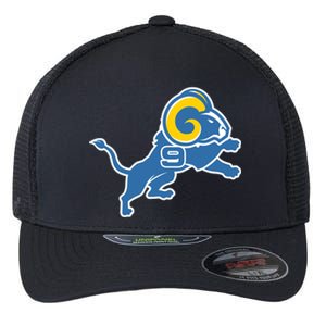 Detroit Rams Number 9 Flexfit Unipanel Trucker Cap