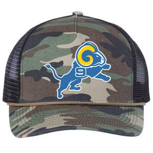 Detroit Rams Number 9 Retro Rope Trucker Hat Cap