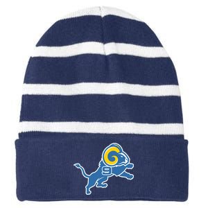 Detroit Rams Number 9 Striped Beanie with Solid Band