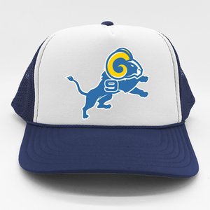 Detroit Rams Number 9 Trucker Hat