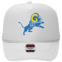 Detroit Rams Number 9 High Crown Mesh Back Trucker Hat