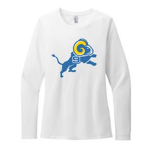 Detroit Rams Number 9 Womens CVC Long Sleeve Shirt