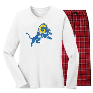 Detroit Rams Number 9 Women's Long Sleeve Flannel Pajama Set 