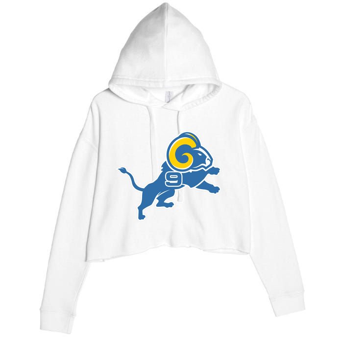 Detroit Rams Number 9 Crop Fleece Hoodie