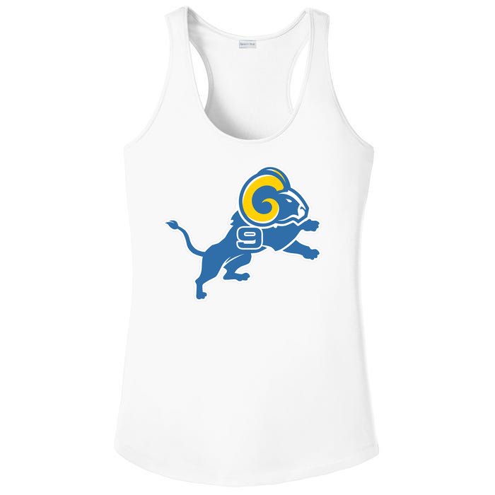 Detroit Rams Number 9 Ladies PosiCharge Competitor Racerback Tank