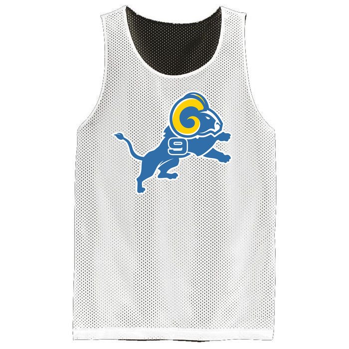 Detroit Rams Number 9 Mesh Reversible Basketball Jersey Tank