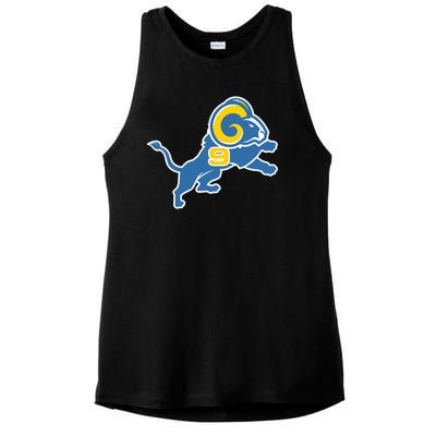 Detroit Rams Number 9 Ladies PosiCharge Tri-Blend Wicking Tank