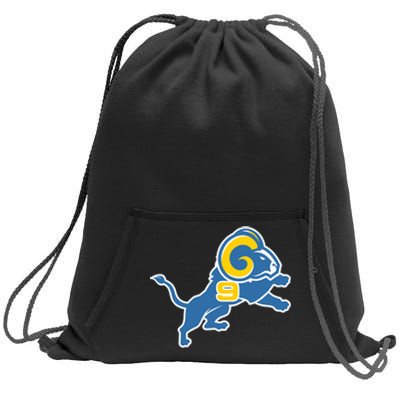 Detroit Rams Number 9 Sweatshirt Cinch Pack Bag