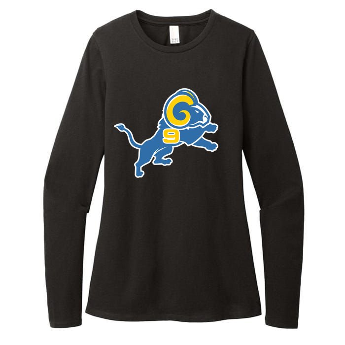 Detroit Rams Number 9 Womens CVC Long Sleeve Shirt