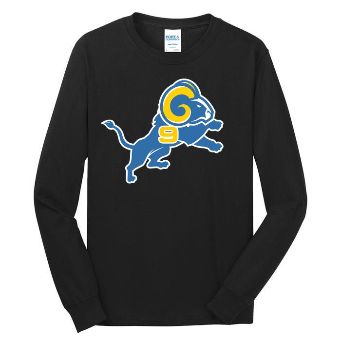 Detroit Rams Number 9 Tall Long Sleeve T-Shirt