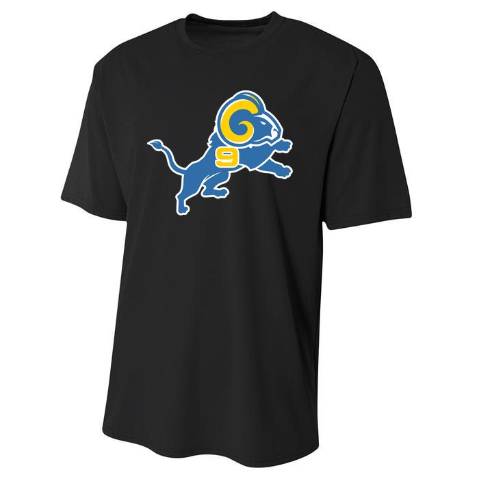 Detroit Rams Number 9 Performance Sprint T-Shirt