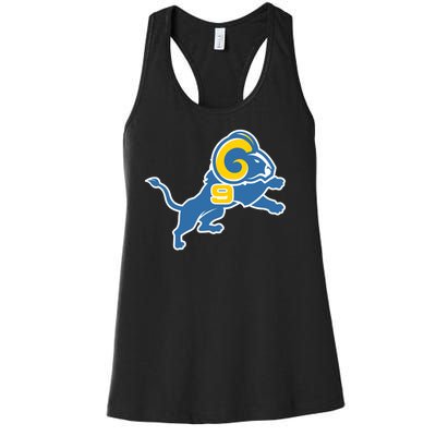 Detroit Rams Number 9 Women's Racerback Tank