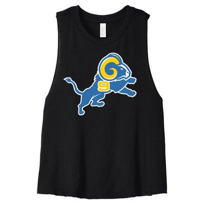 Detroit Rams Number 9 Women's Racerback Cropped Tank