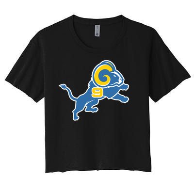 Detroit Rams Number 9 Women's Crop Top Tee