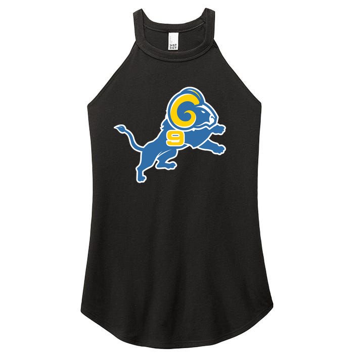 Detroit Rams Number 9 Women's Perfect Tri Rocker Tank