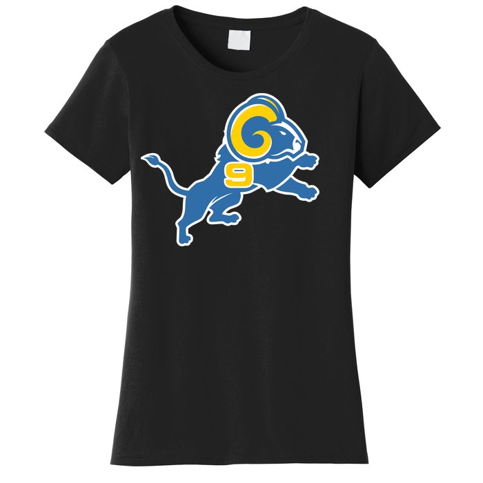 Detroit Rams Number 9 Women's T-Shirt